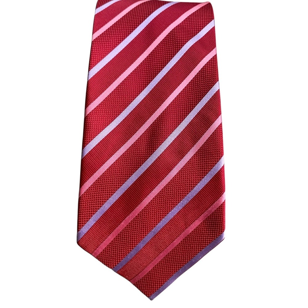 Vintage Paul Smith Silk Necktie Red Striped Classic Office - Picture 2 of 5